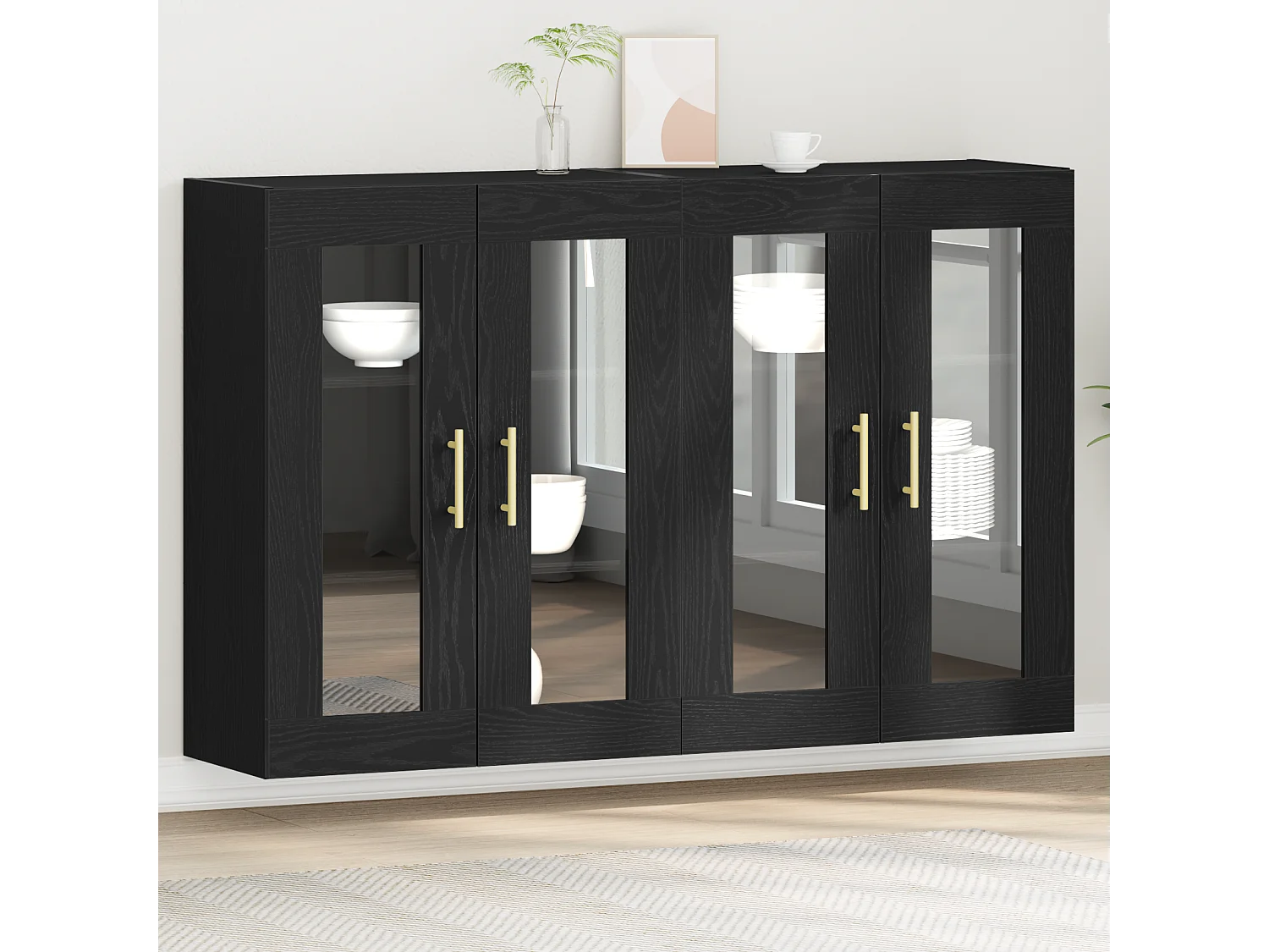 Cabinets Muraux 2 pcs Chêne Noir 69,5 x 34 x 90 cm Bois Technique