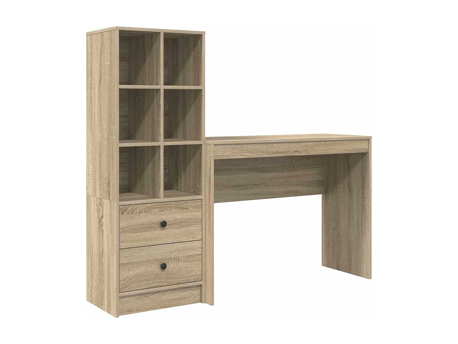 Bureau avec rangement chêne Sonoma bois d'ingénierie