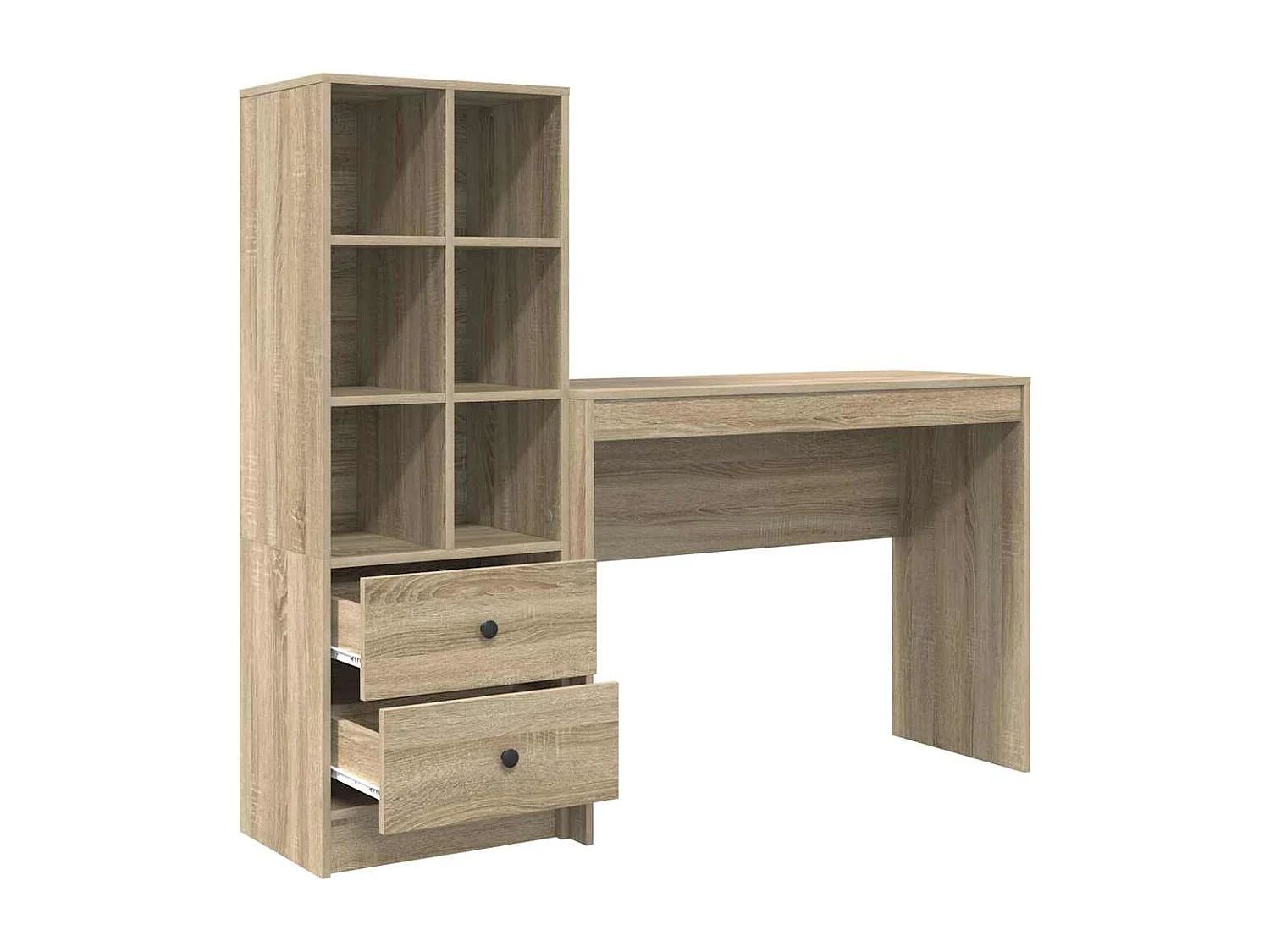 Bureau avec rangement chêne Sonoma bois d'ingénierie