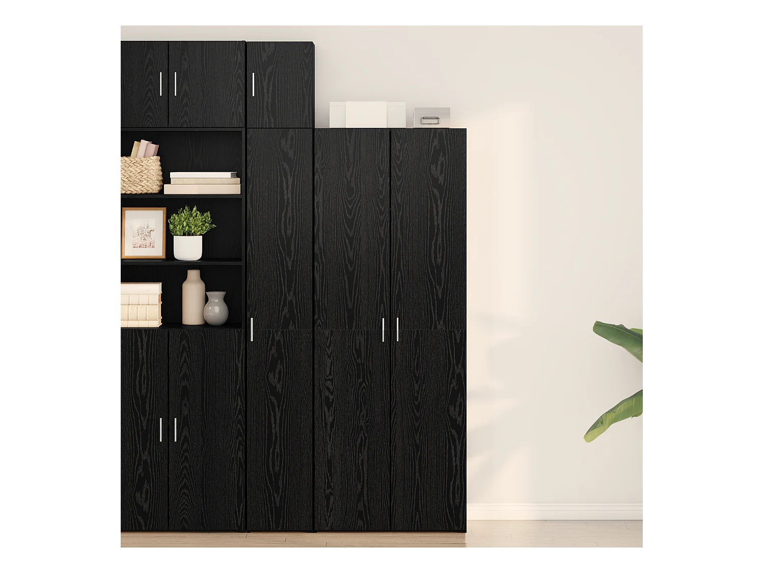 Haut de buffet Chêne Noir 70x42,5x185 cm Bois d'ingénierie