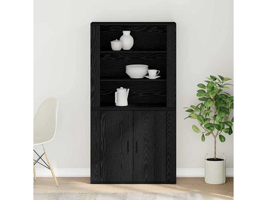 Hochschrank aus schwarzer Eiche aus rekonstituiertem Holz