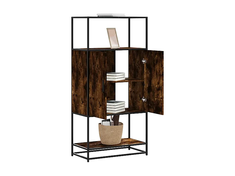 Aparador alto roble ahumado 68x35x139 cm madera contrachapada metal