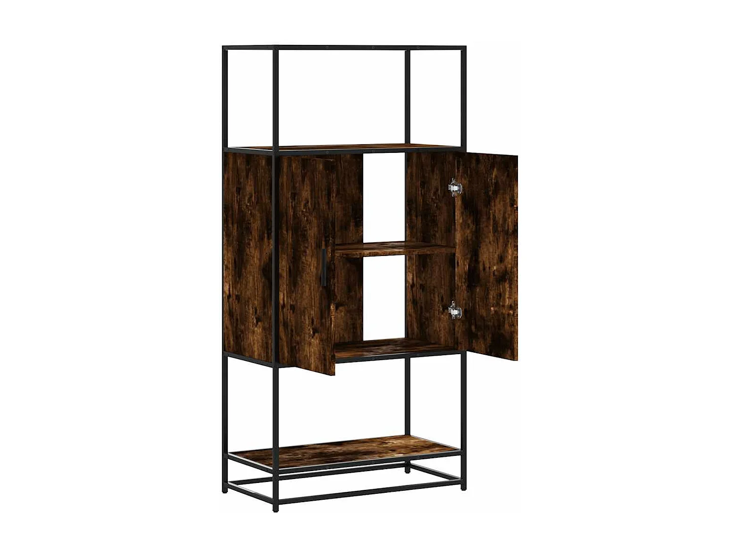 Buffet haut chêne fumé 68x35x139 cm bois d'ingénierie métal