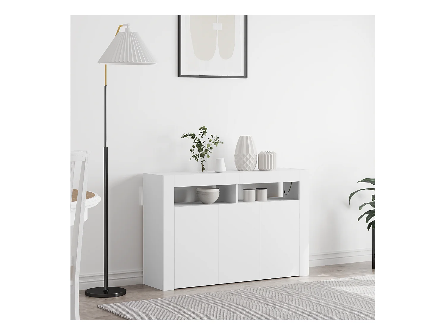 Buffet Blanc Blanc Bois d'ingénierie 116 x 30 x 75 cm Moderne