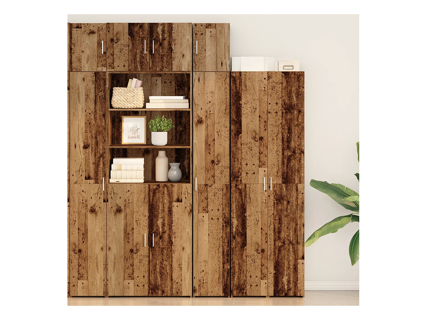 Meuble de rangement étroit Vieux bois 30x42.5x225 cm Bois ingé