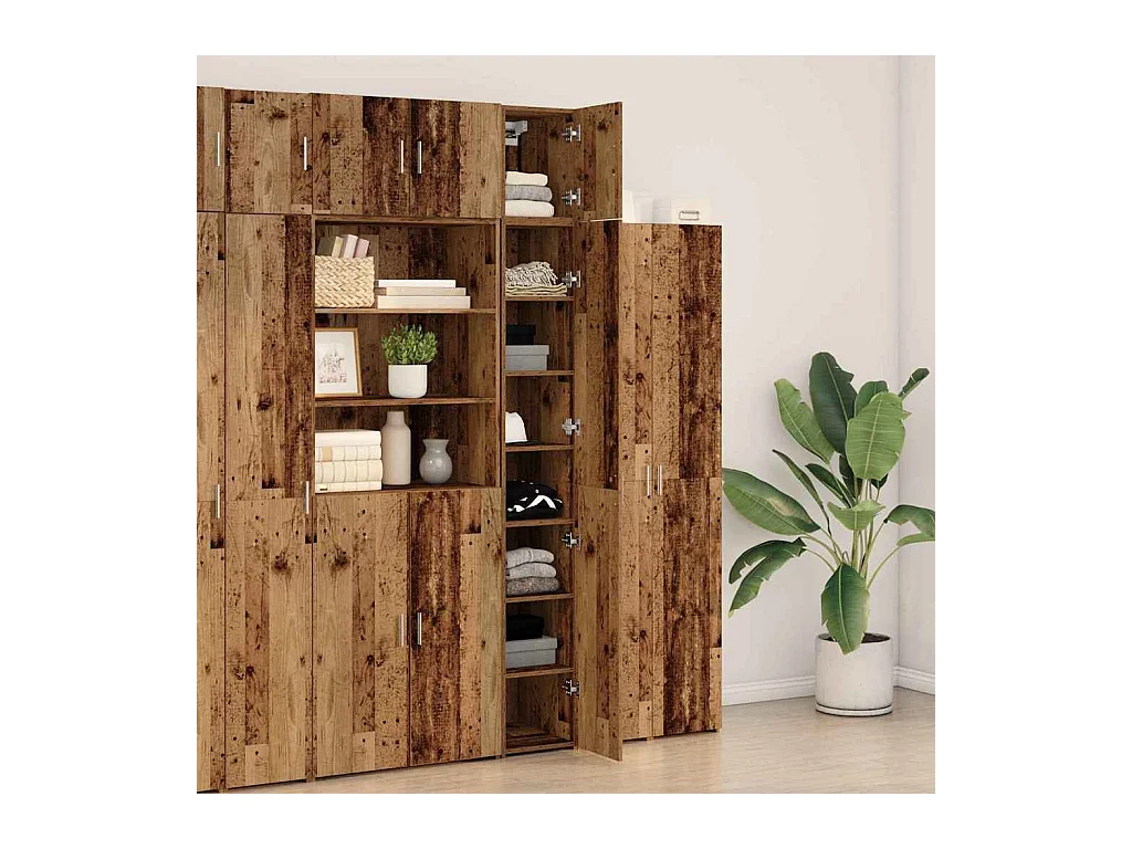 Meuble de rangement étroit Vieux bois 30x42.5x225 cm Bois ingé