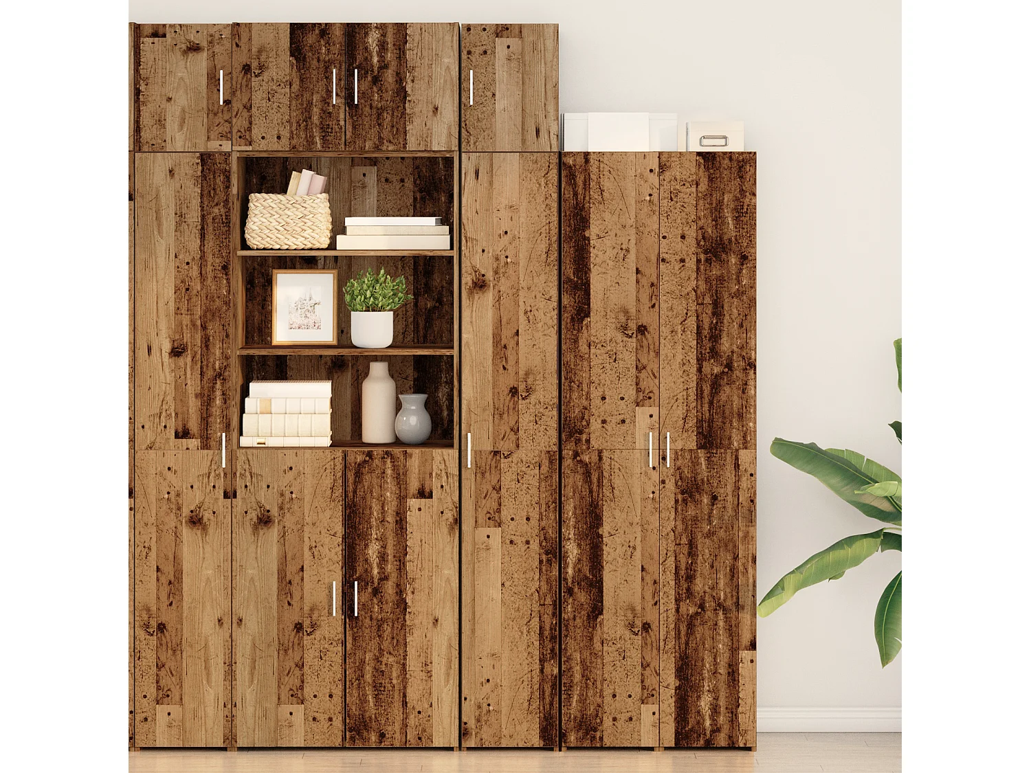 Meuble de rangement étroit Vieux bois 30x42.5x225 cm Bois ingé