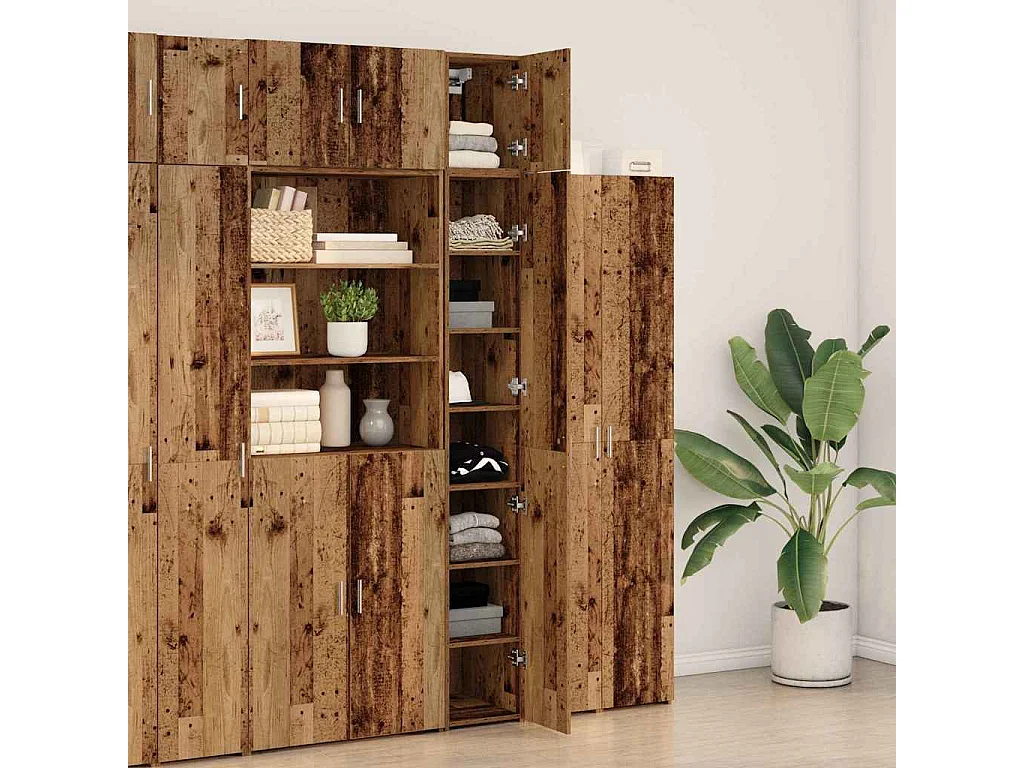 Meuble de rangement étroit Vieux bois 30x42.5x225 cm Bois ingé