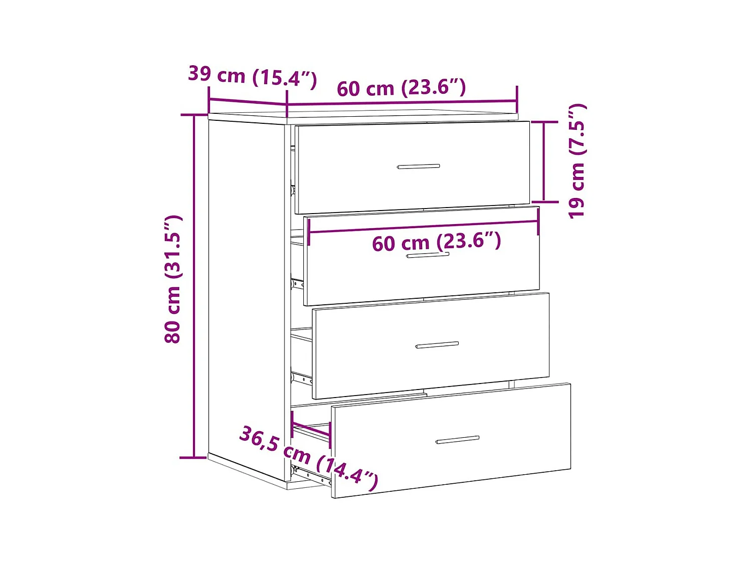 Buffet Bois ancien 60 x 39 x 80 cm Bois d'ingénierie