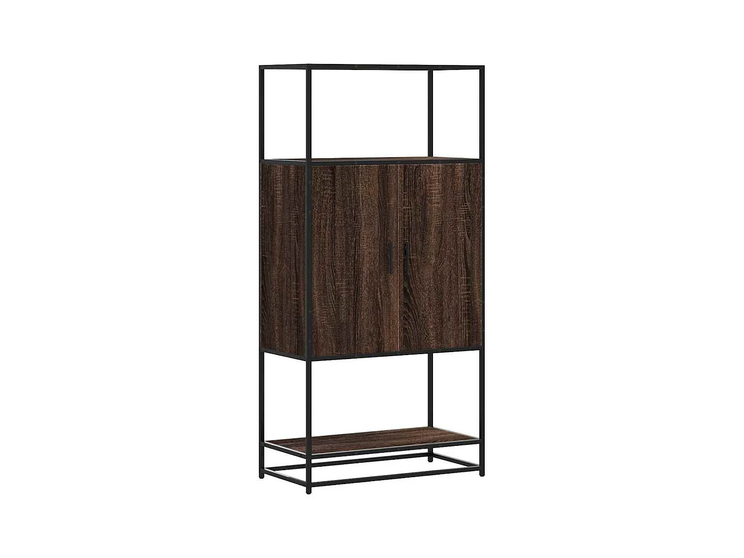 Buffet haut chêne marron 68x35x139 cm bois d'ingénierie métal