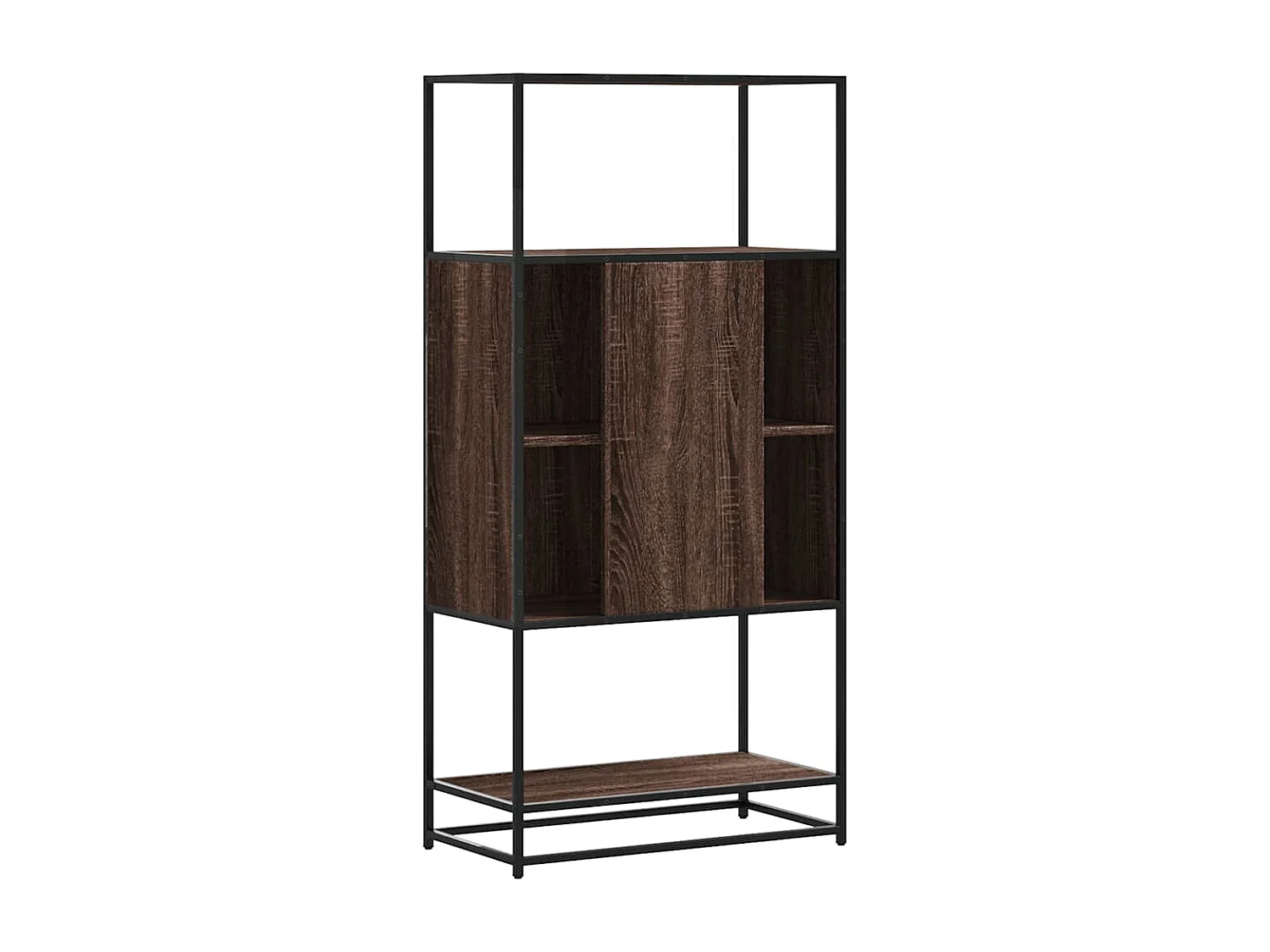 Buffet haut chêne marron 68x35x139 cm bois d'ingénierie métal