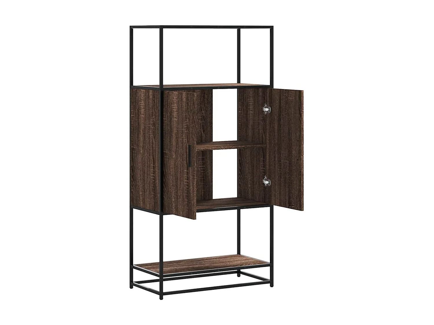 Buffet haut chêne marron 68x35x139 cm bois d'ingénierie métal