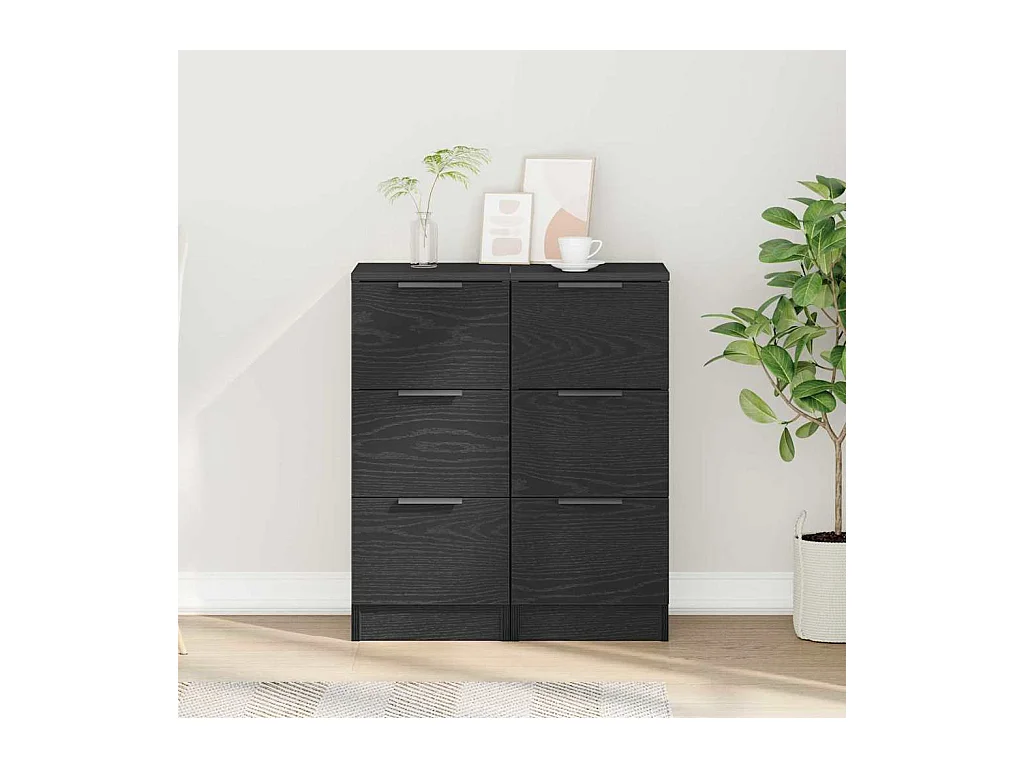 Buffets 2 pcs Chêne Noir 30x30x70 cm Bois d'ingénierie