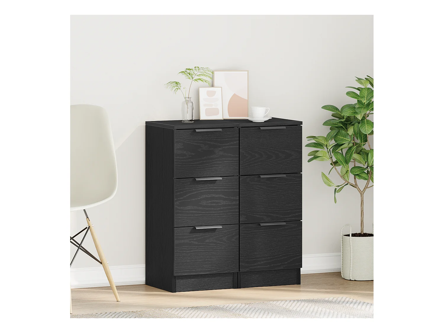 Buffets 2 pcs Chêne Noir 30x30x70 cm Bois d'ingénierie