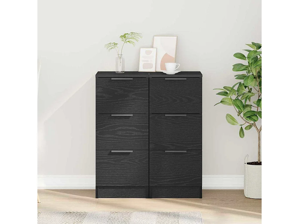 Buffets 2 pcs Chêne Noir 30x30x70 cm Bois d'ingénierie