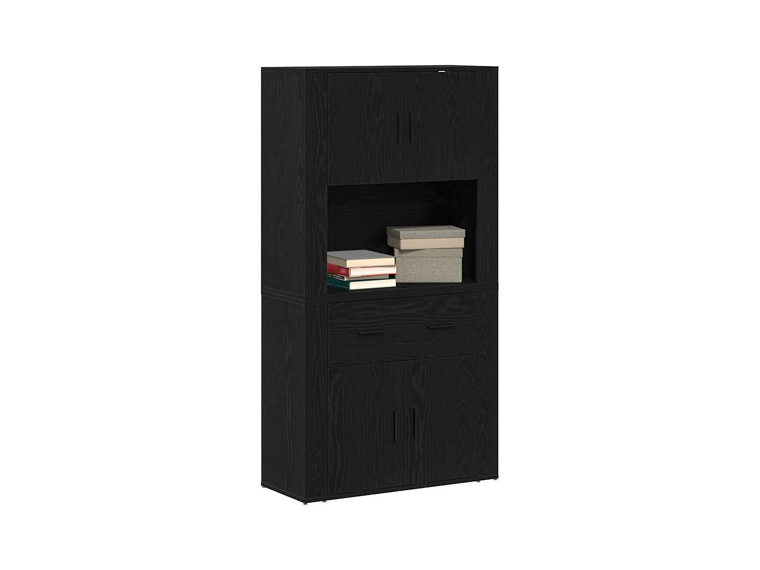 Haut meuble chêne noir 80x33x150 cm Bois d'ingénierie