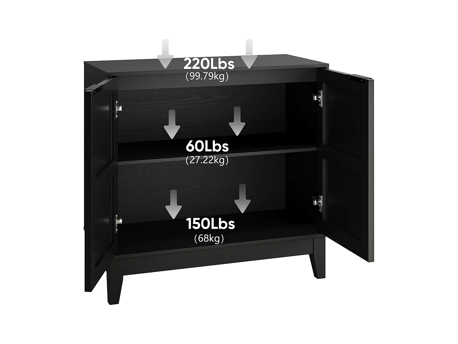 Buffet vintage avec sculpture florale, MDF, noir (80x38x76 cm)