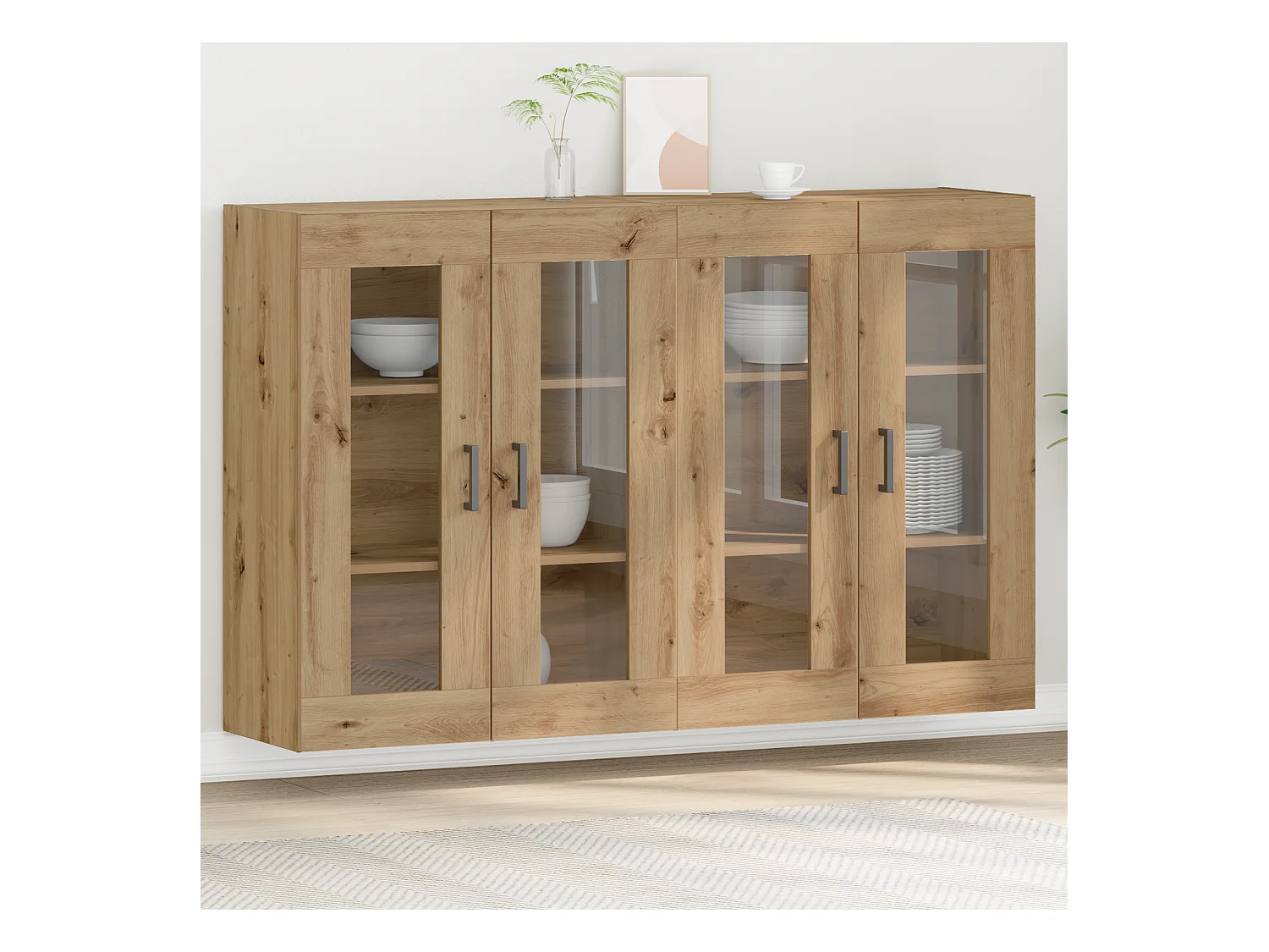 Placards muraux 2 pièces en chêne artisan 69,5 x 34 x 90 cm en bois technique.