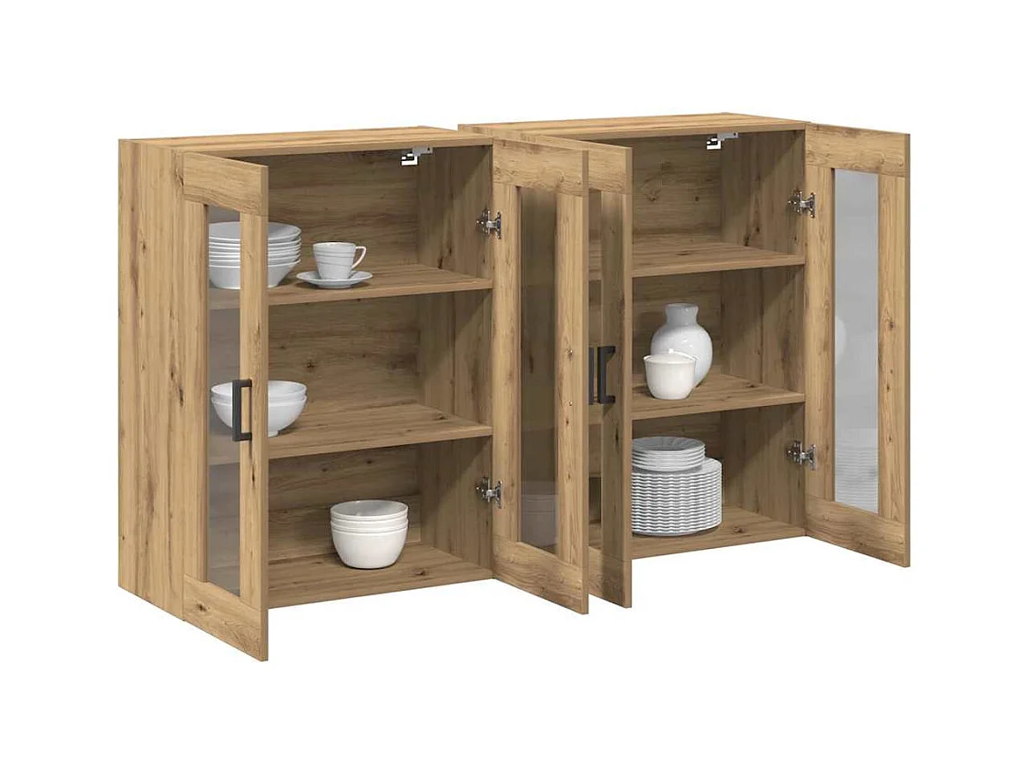 Placards muraux 2 pièces en chêne artisan 69,5 x 34 x 90 cm en bois technique.