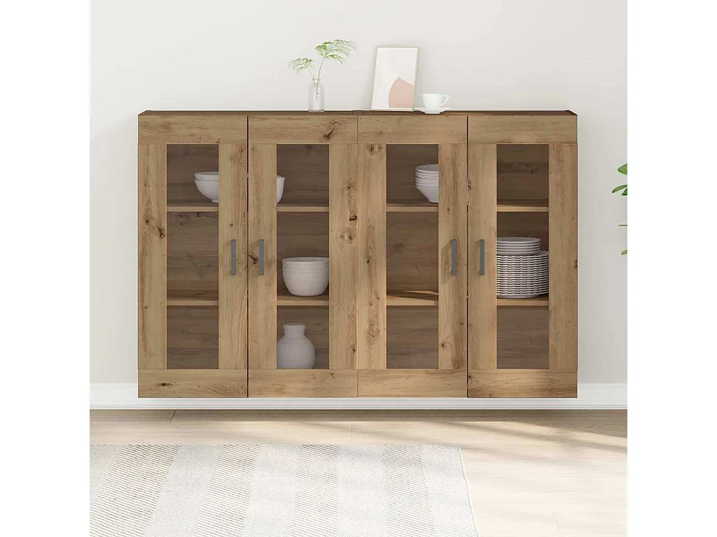 2-teilige Hängeschränke in Artisan-Eiche 69,5 x 34 x 90 cm in technischer Holzoptik.