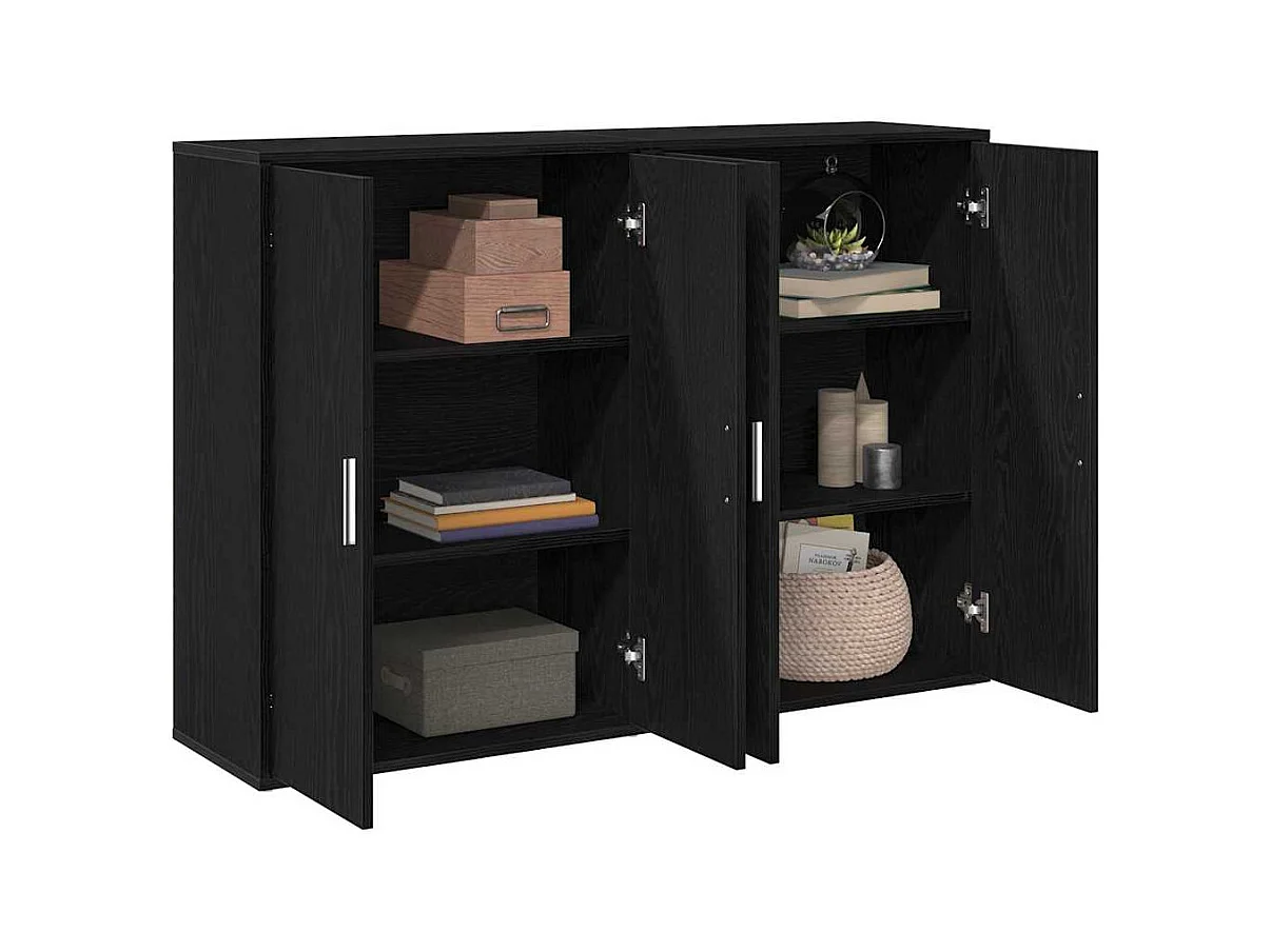 Credenze a 2 elementi in rovere nero, 60 x 31 x 84 cm in legno tecnico.