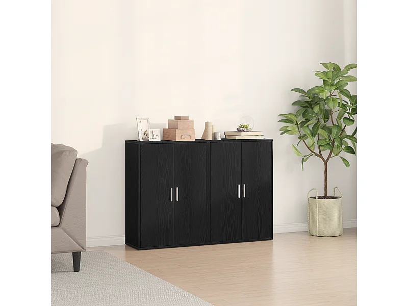 Buffets 2 pièces en chêne noir, 60 x 31 x 84 cm en bois technique.