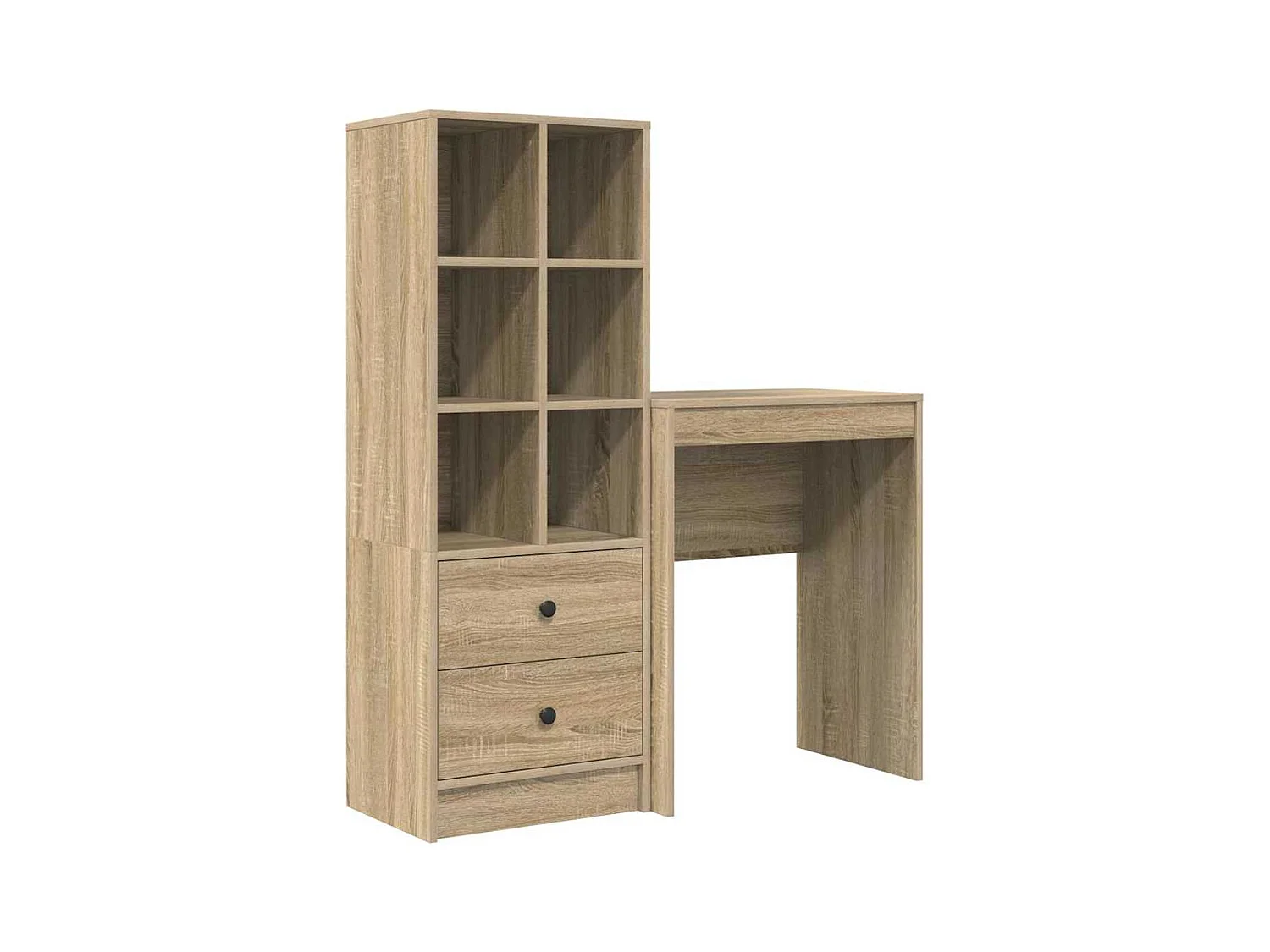 Scrivania in legno ingegnerizzato di rovere Sonoma con contenitore