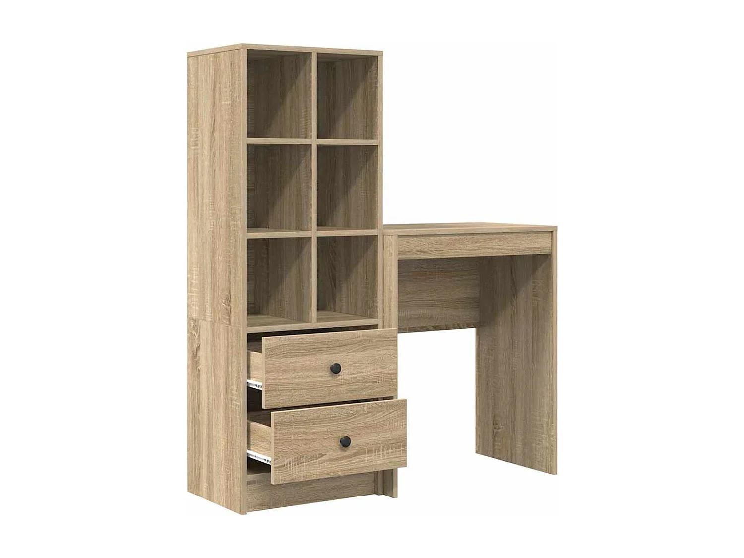 Scrivania in legno ingegnerizzato di rovere Sonoma con contenitore