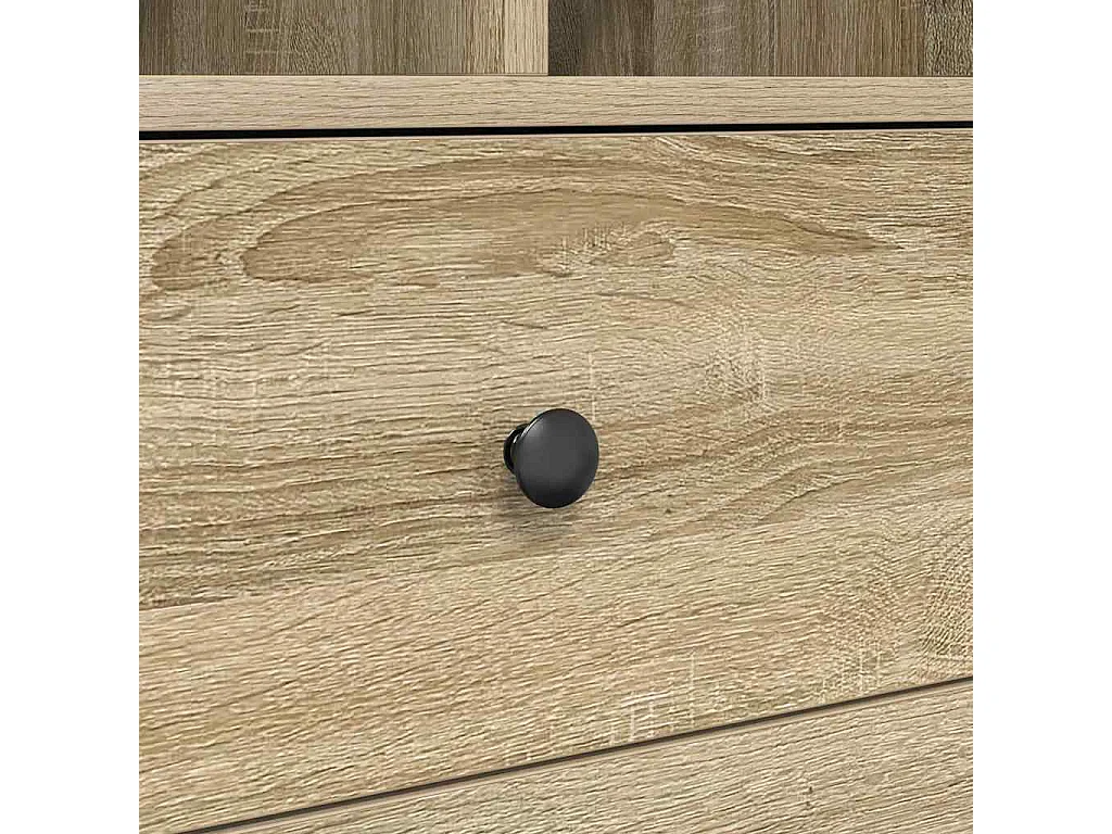 Scrivania in legno ingegnerizzato di rovere Sonoma con contenitore