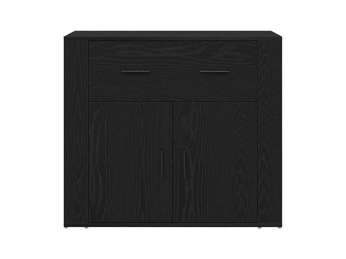 Buffet Noir Chêne 80x33x70 cm Bois d'ingénierie