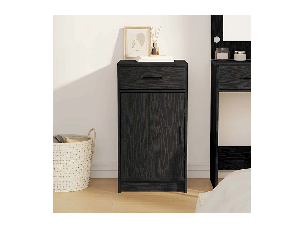 Buffet Noir Chêne 40x41x75 cm Bois d'ingénierie