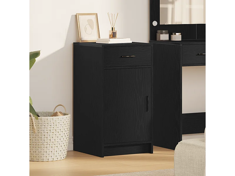 Buffet Noir Chêne 40x41x75 cm Bois d'ingénierie