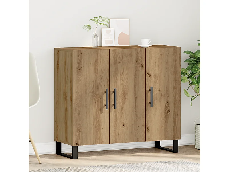 Buffet avec 3 Portes Chêne Artisan 90x34x80 cm Bois d'ingénierie