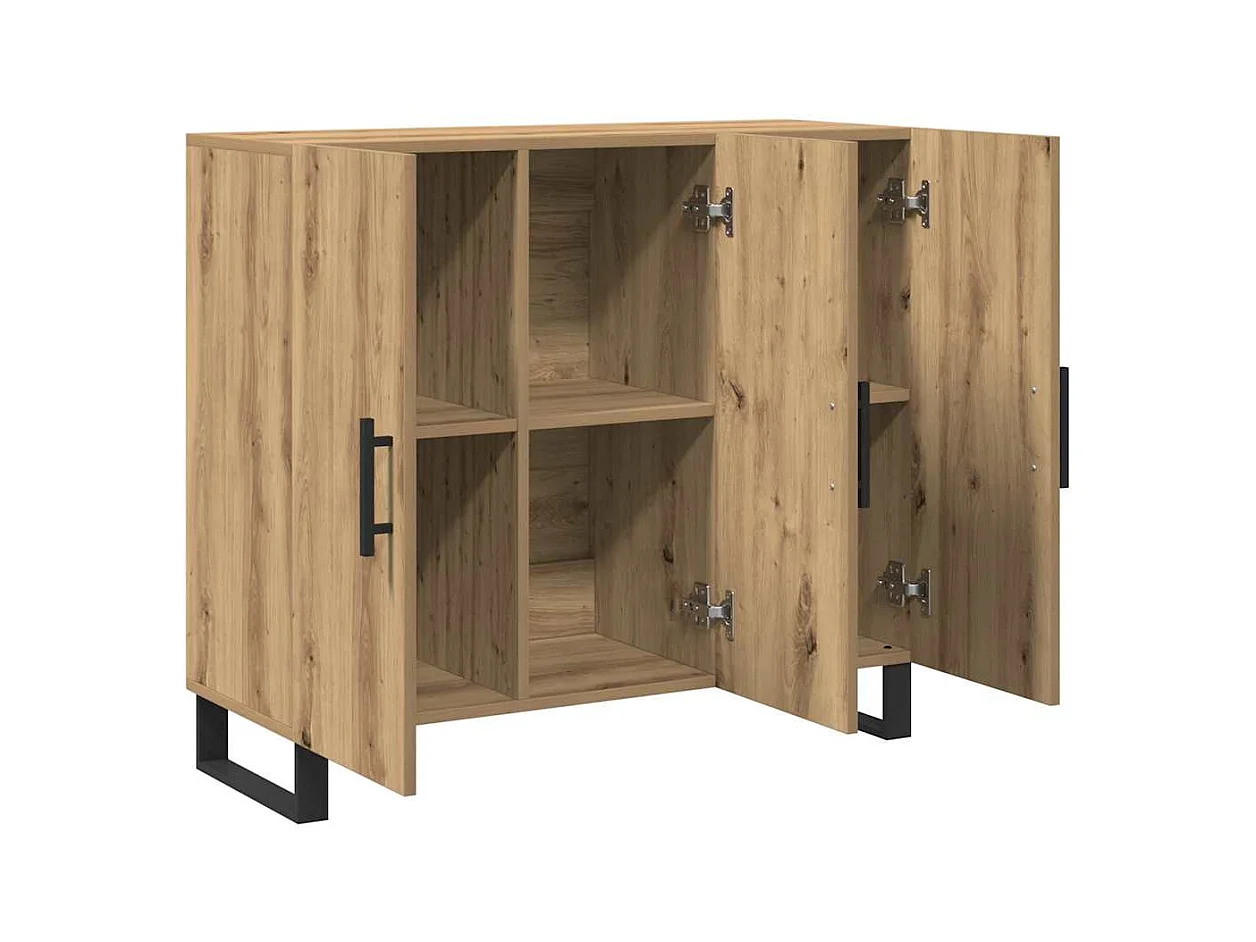 Buffet avec 3 Portes Chêne Artisan 90x34x80 cm Bois d'ingénierie