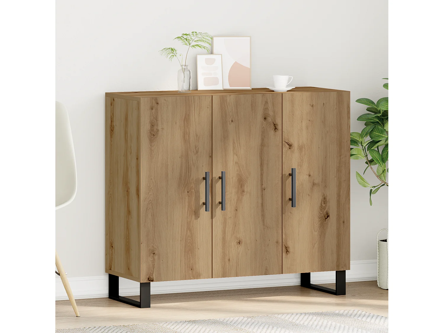 Buffet avec 3 Portes Chêne Artisan 90x34x80 cm Bois d'ingénierie