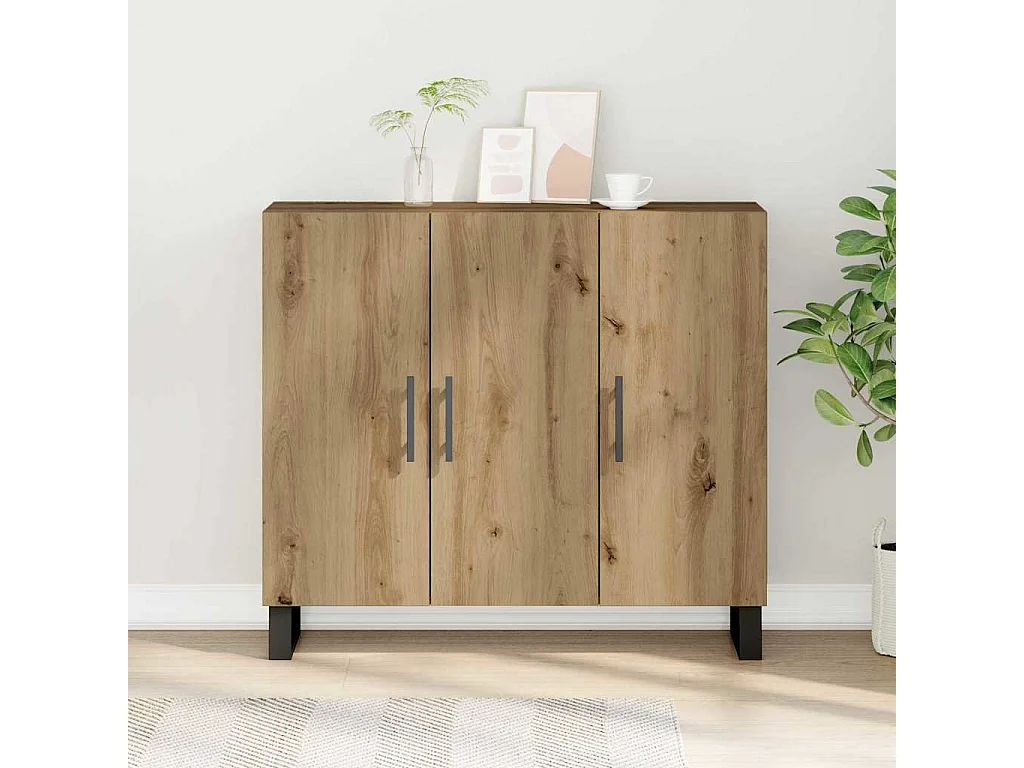 Buffet avec 3 Portes Chêne Artisan 90x34x80 cm Bois d'ingénierie