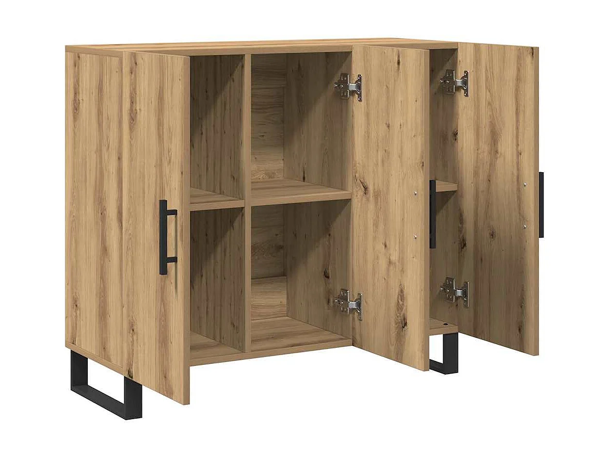 Buffet avec 3 Portes Chêne Artisan 90x34x80 cm Bois d'ingénierie