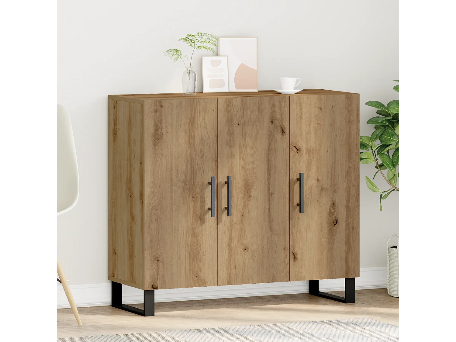 Buffet avec 3 Portes Chêne Artisan 90x34x80 cm Bois d'ingénierie