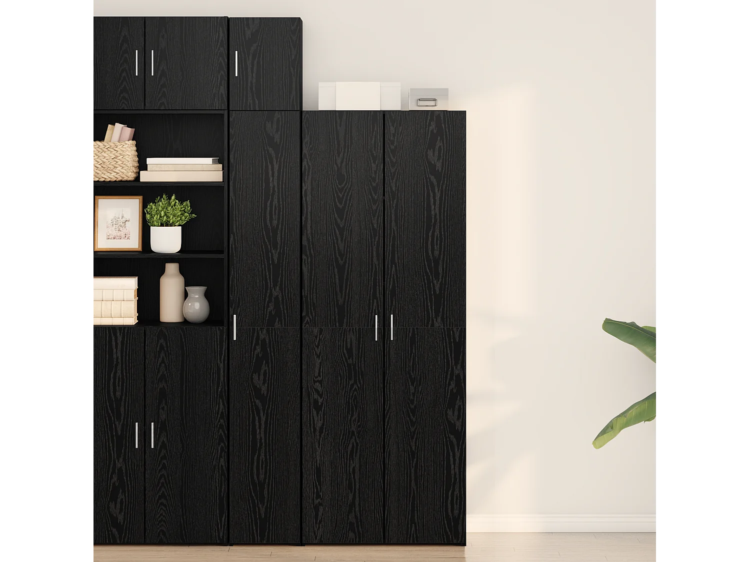 Highboard Chêne Noir 70x42.5x185 cm Bois d'ingénierie