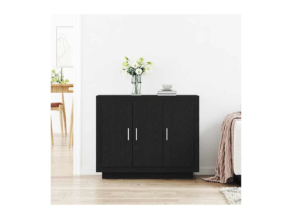 Buffet Chêne Noir 92x35x75 cm Bois Stratifié