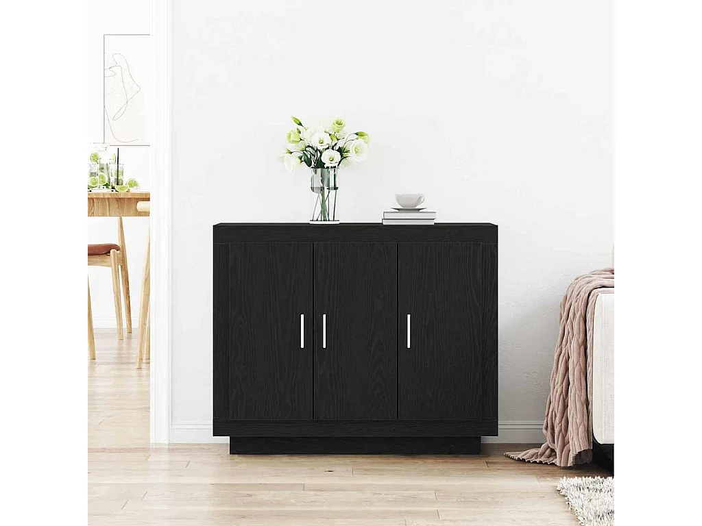 Buffet Chêne Noir 92x35x75 cm Bois Stratifié