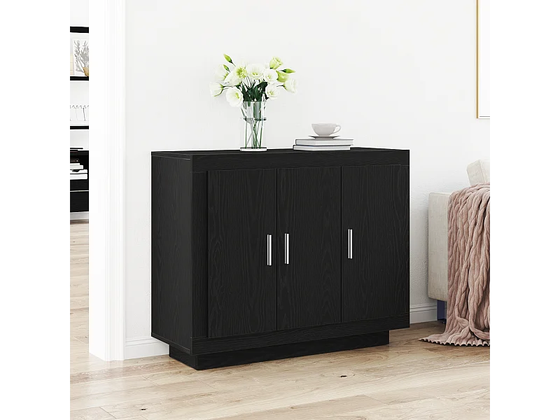 Sideboard aus schwarzer Eiche, 92 x 35 x 75 cm, laminiertes Holz