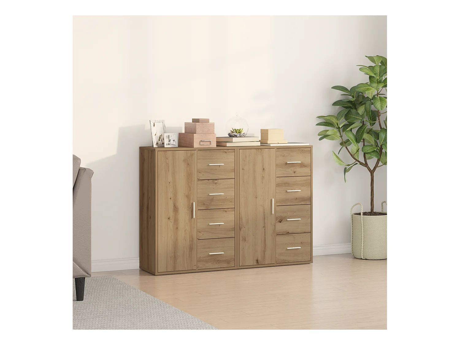 Buffets 2 pcs Chêne Artisan 60x31x84 cm Bois d'ingénierie