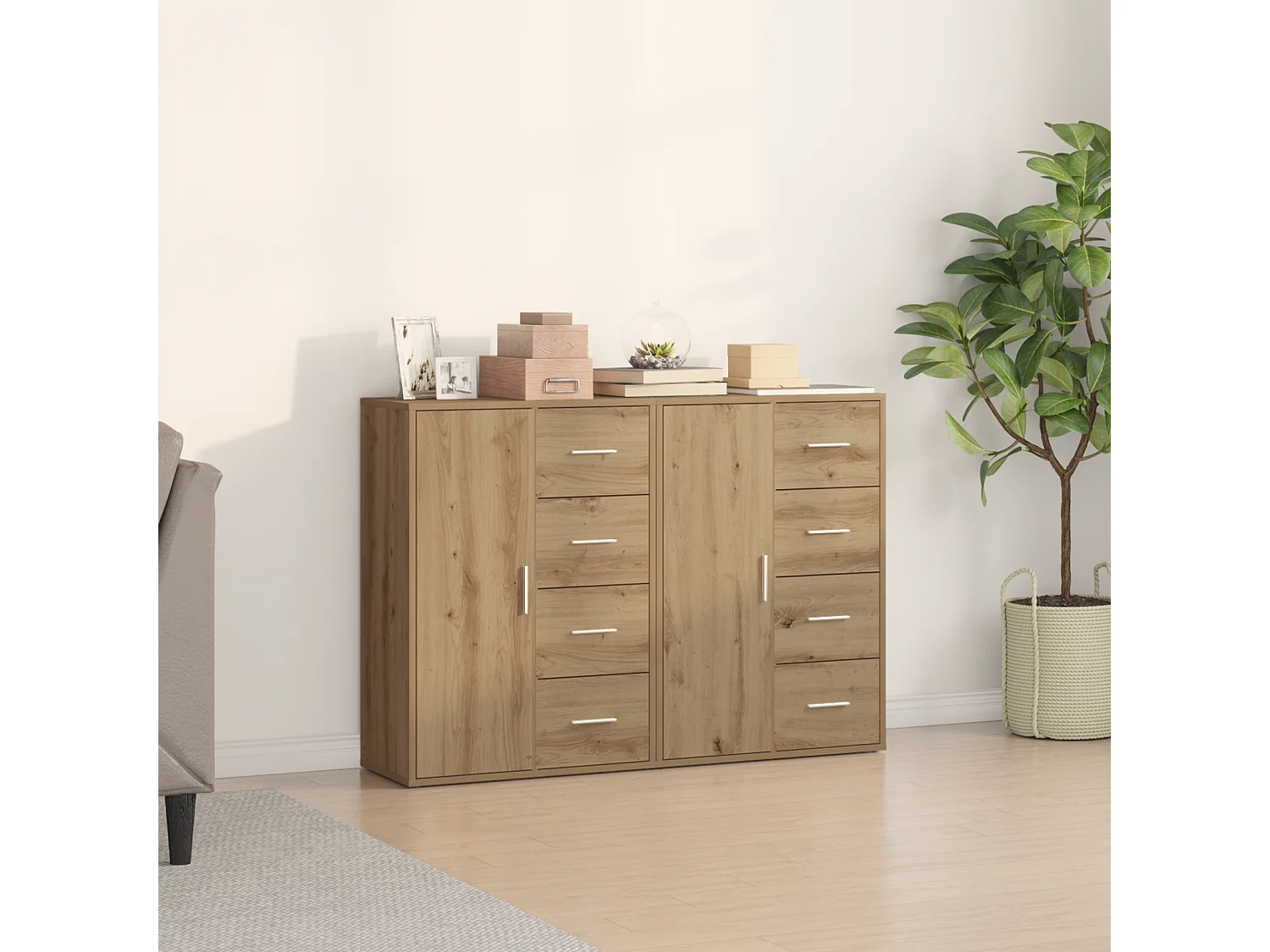 Dressoirs 2 stuks Eiken Artisan 60x31x84 cm Technisch hout