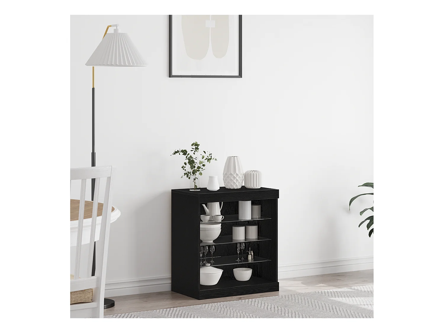 Buffet avec lumières LED Chêne noir 60,5x37x67 cm