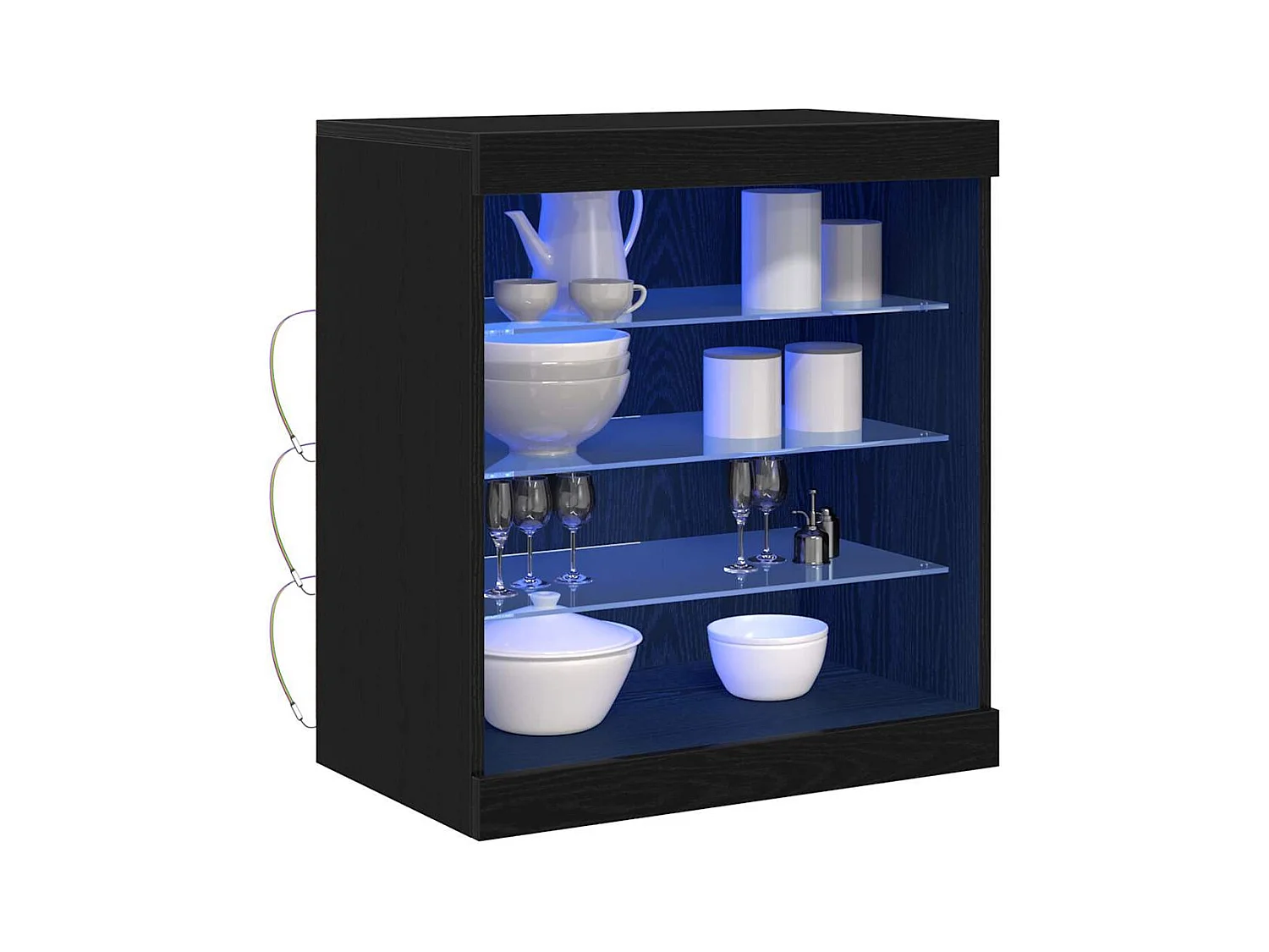 Buffet avec lumières LED Chêne noir 60,5x37x67 cm