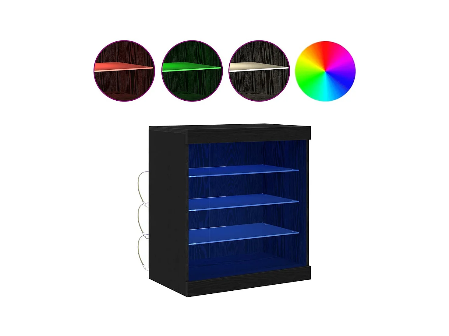 Buffet avec lumières LED Chêne noir 60,5x37x67 cm