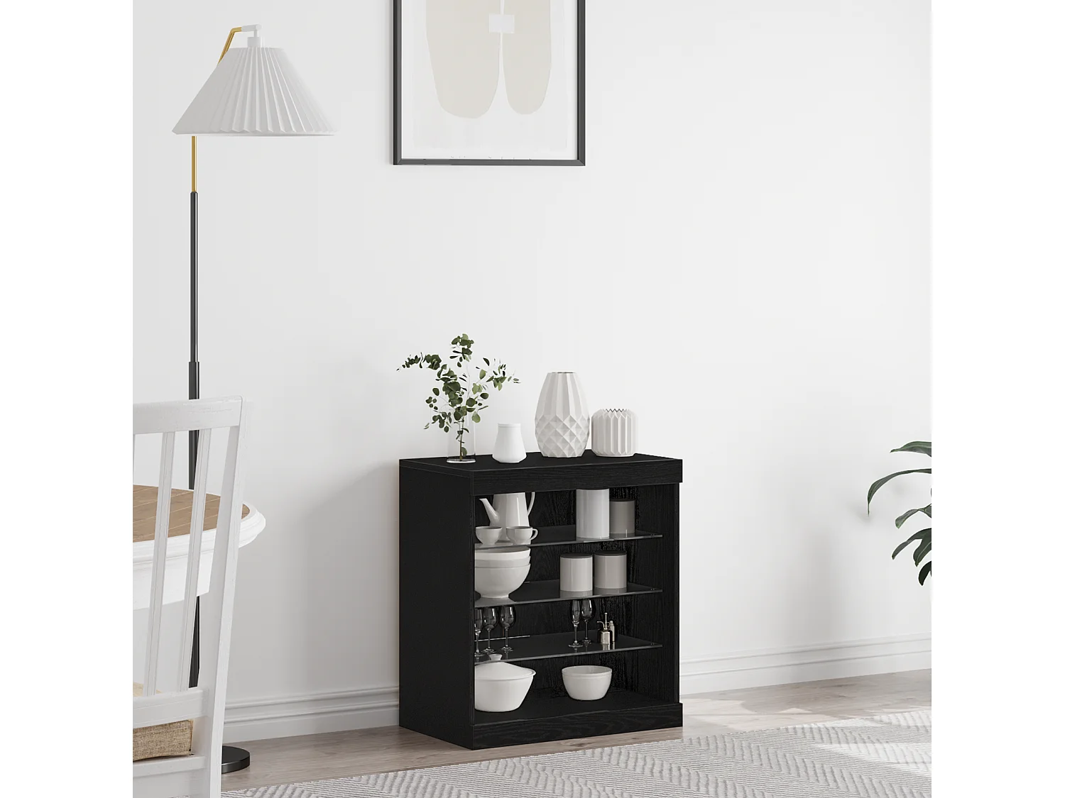 Buffet avec lumières LED Chêne noir 60,5x37x67 cm