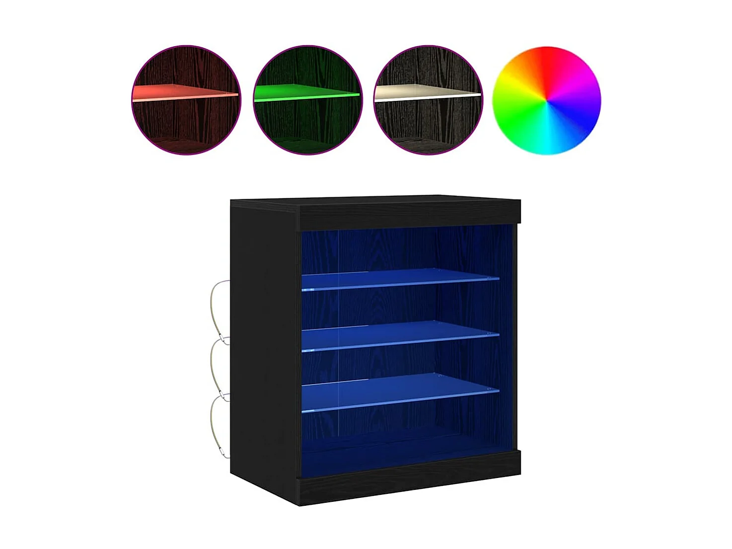 Buffet avec lumières LED Chêne noir 60,5x37x67 cm