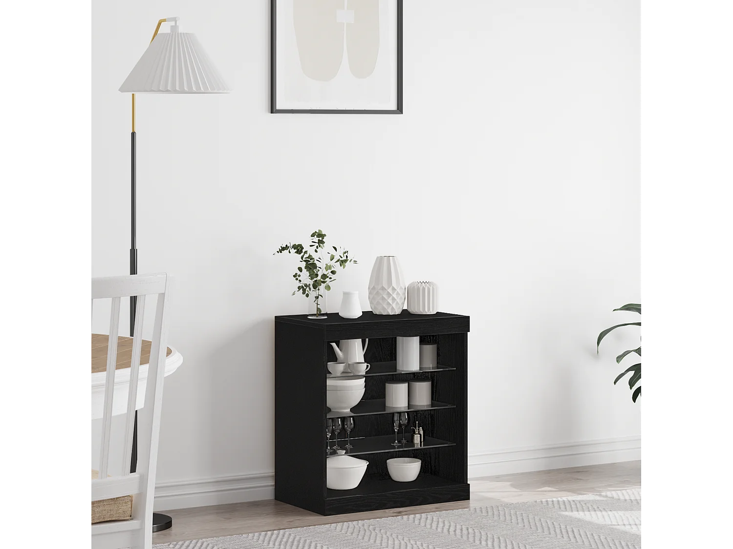 Buffet avec lumières LED Chêne noir 60,5x37x67 cm